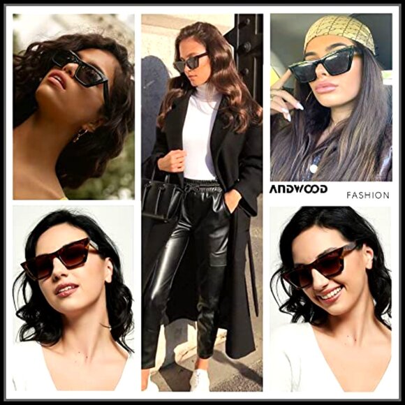 Polarized Cat Eye Sunglasses Vintage Square Retro Oversize Frames main image 5
